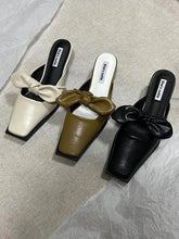 LBSFY  -  Square Toe Women Slippes Summer Outside Mules Shoes Thin Low Heels Black Green White Outside Party Dress Shoes Bow Design Mules